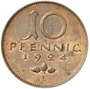 10 Pfennig Pattern, Germany, 1925 reverse image