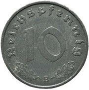 10 Reichspfennig, Germany, 1940-1945 reverse image
