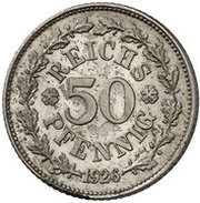 50 Reichspfennig Pattern, Germany, 1926 reverse image