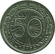 50 Reichspfennig, Germany, 1927-1938 reverse image