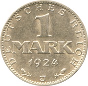 1 Mark, Germany, 1924-1925 reverse image