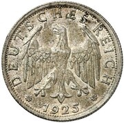 1 Reichsmark Pattern, Germany, 1925 reverse image
