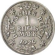 1 Reichsmark Pattern, Germany, 1926 reverse image