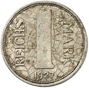 1 Reichsmark Pattern, Germany, 1927 reverse image