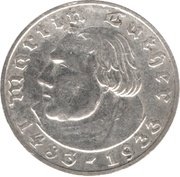 2 Reichsmark Martin Luther, Germany, 1933 reverse image