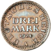 3 Mark Pattern, Germany, 1924 reverse image