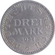 3 Mark, Germany, 1924-1925 reverse image