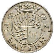 3 Mark Bavaria - Pattern, Germany, 1925 reverse image