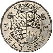 3 Reichsmark Bavaria - Pattern, Germany, 1925 reverse image