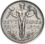 3 Reichsmark Pattern, Germany, 1926 reverse image