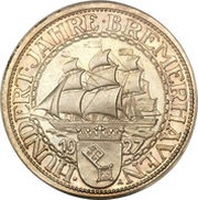 3 Reichsmark Bremerhaven, Germany, 1927 reverse image