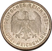 3 Reichsmark Tubingen University obverse image