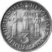 3 Reichsmark Pattern, Germany, 1927 reverse image