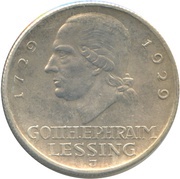 3 Reichsmark Lessing, Germany, 1929 reverse image