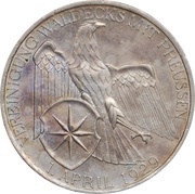 3 Reichsmark Vereinigung Waldeck, Germany, 1929 reverse image
