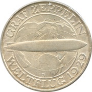 3 Reichsmark Graf Zeppelin, Germany, 1930 reverse image