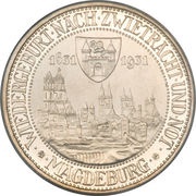 3 Reichsmark Magdeburg, Germany, 1931 reverse image
