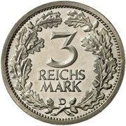 3 Reichsmark Pattern, Germany, 1932 reverse image