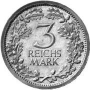 3 Reichsmark Pattern, Germany, 1932 reverse image