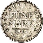 5 Mark Pattern, Germany, 1922 reverse image