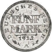 5 Mark Pattern, Germany, 1922 reverse image