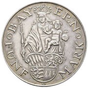 5 Mark Bavaria - Pattern, Germany, 1925 reverse image
