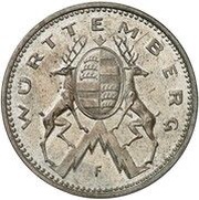 5 Mark Württemberg - Pattern, Germany, 1925 reverse image