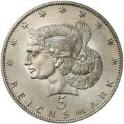 5 Reichsmark Pattern, Germany, 1925 reverse image