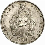 5 Reichsmark Pattern, Germany, 1926 reverse image