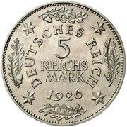 5 Reichsmark Pattern, Germany, 1926 reverse image