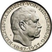 5 Reichsmark Paul von Hindenburg - Pattern, Germany, 1927 reverse image