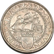 5 Reichsmark Bremerhaven, Germany, 1927 reverse image