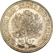 5 Reichsmark, Germany, 1927-1933 reverse image