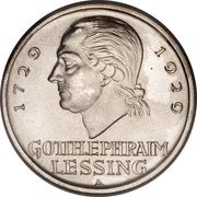 5 Reichsmark Gotthold Lessing, Germany, 1929 reverse image
