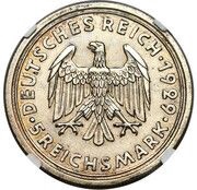 5 Reichsmark Zeppelin; Pattern strike obverse image