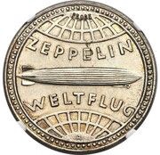 5 Reichsmark Zeppelin; Pattern strike, Germany, 1929 reverse image