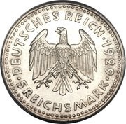 5 Reichsmark Zeppelin; Pattern strike obverse image
