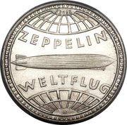 5 Reichsmark Zeppelin; Pattern strike, Germany, 1929-1930 reverse image