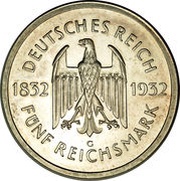5 Reichsmark Goethe obverse image