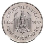 5 Reichsmark Goethe - Pattern obverse image