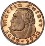 5 Reichsmark Martin Luther, Germany, 1933 reverse image