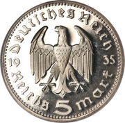 5 Reichsmark Paul von Hindenburg obverse image