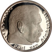 5 Reichsmark Paul von Hindenburg, Germany, 1935-1936 reverse image