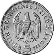 5 Reichsmark Martin Luther - Mule Pattern obverse image