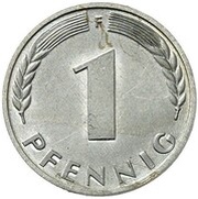 1 Pfennig Pattern, Germany, 1950 reverse image