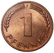 1 Pfennig, Germany, 1950-2001 reverse image