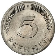 5 Pfennig Pattern, Germany, 1950 reverse image