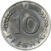 10 Pfennig Pattern, Germany, 1949 reverse image