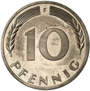 10 Pfennig Pattern, Germany, 1950 reverse image