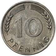 10 Pfennig Pattern, Germany, 1950 reverse image